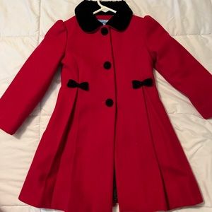 Girls dress coat 4/5 Red. Like new.